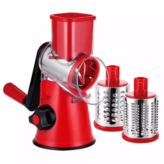 Kinghoff KH-1651 - Râpe à tambour multifonctionnelle - Acier inoxydable - 3 lames interchangeables - Sans BPA