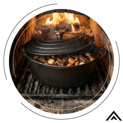 Hage - Braadpan - Gietijzeren Braadpan met Deksel - Voor Inductie, Gas, Oven, Grill en Vuur - 4.5 Liters - 28 x 21 x 11 cm - Zwart