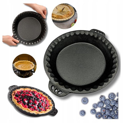 Hage - Taartvorm - Bakvorm - Gietijzeren Taartvorm - Met Handvatten - Stevig & Duurzaam - Voor Taart, Quiche, Gebak & Brood - Oven & Grill - Ø26 cm - 1 Liter - Zwart