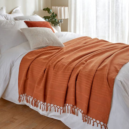 Atmosphera Plaid katoen terracotta Blanket - 160 x 220 cm