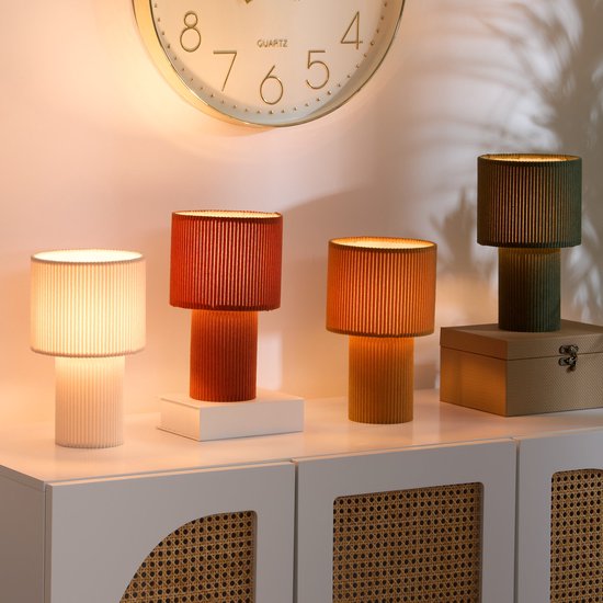 Atmosphera Jolina Corduroy Table Lamp - Ø17xH28 cm - Green