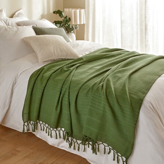Atmosphera Plaid katoen - Blanket - 160 x 220 cm - Khaki