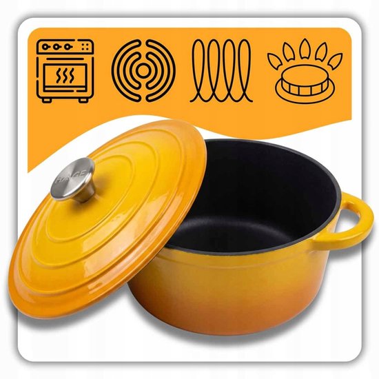 Enameled Cast Iron Pan 24 cm 4L Hage Mustard Yellow