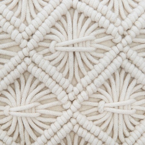 Bankkussen - Sierkussen - Macramé Kussen - Set van 2 - Zomer Kussens - voor Woonkamer & Slaapkamer - Boho Decoratief Kussenhoes - Vierkant - 40x40 cm - Beige