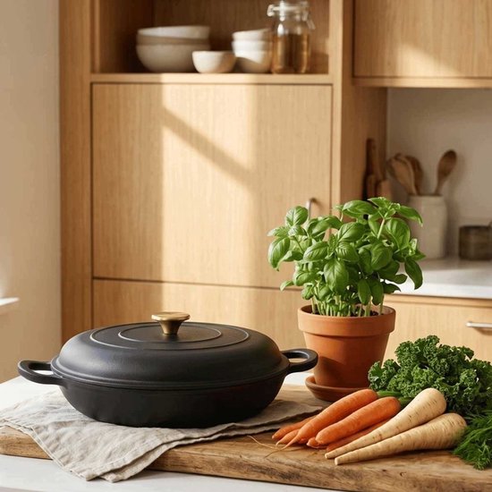 Hage Lage Cast Iron Casserole with Lid – 3 L – Matte Black