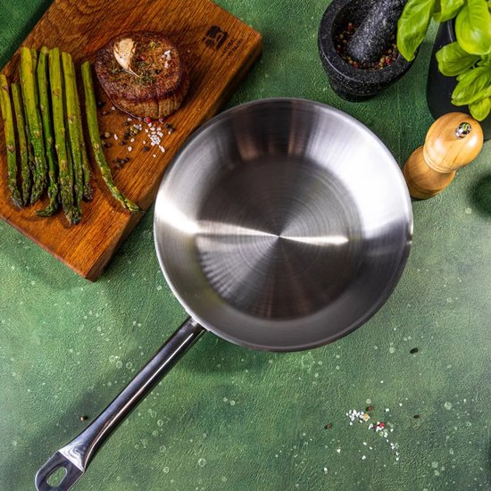 Kinghoff KH-2018 Stainless Steel Frying Pan – Ø20 cm – Without Non-Stick Coating