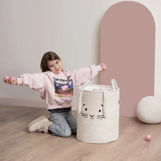 Sipo opbergmand XL van bouclé met trekkoord – 43 liter, 35 x 35 x 45 cm, crème – foto 7