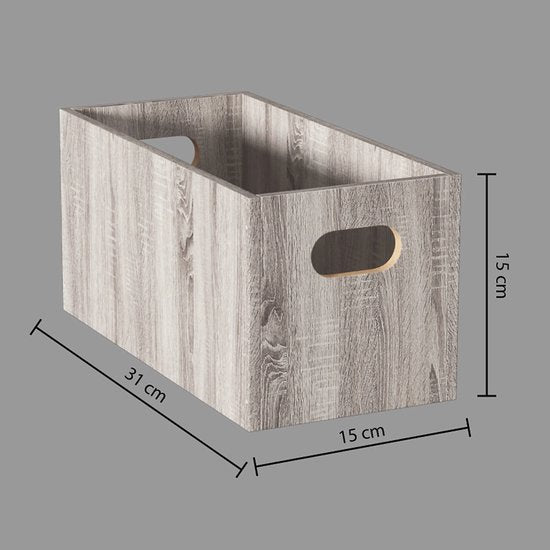 5Five Storage basket / cupboard basket - Grey wash - 31 x 31 x 31 cm - 29 liters - Cube unit baskets - Wood - Foldable - Crates
