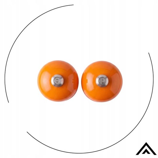 Hage - Manual Pepper and Salt Mills - Pepper & Salt - Ceramic Grinder - Adjustable Grind Size - 100 ml - Ø5.5 x 22 cm - Orange