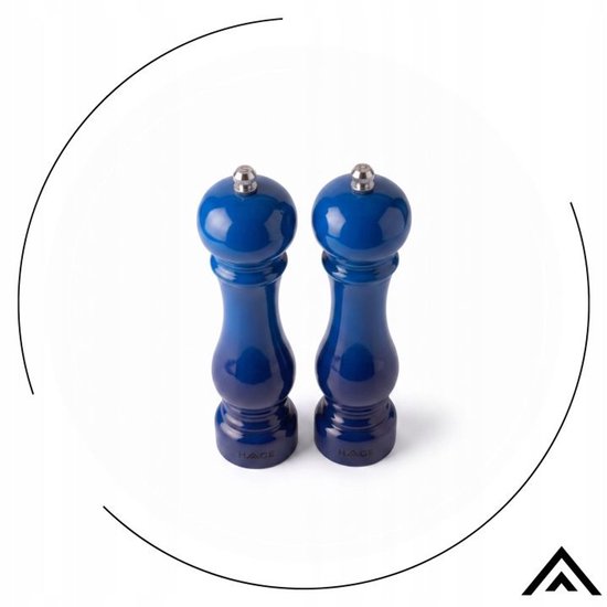 Hage - Handmatige Peper- en Zoutmolens - Peper & Zout - Keramisch Maalwerk - Verstelbare Maalgraad - 100 ml - Ø5,5 x 22 cm - Blauw