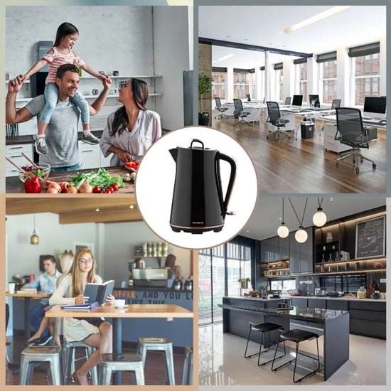Klausberg elektrische waterkoker 1,7 liter – RVS, 2200 W, zwart met chroom – foto 5