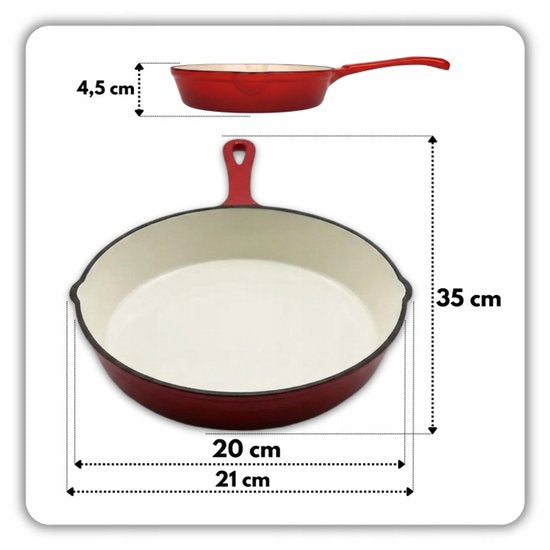 Hage - Rode Keukenset 4-Delig - Zout- & Pepermolens 22 cm met Keramische Maalschijven - Geëmailleerde Gietijzeren Koekenpan 20 cm - Braadpan 5L met Deksel 26 cm - Inductie, Gas & Oven - Voor Koken & Kruiden