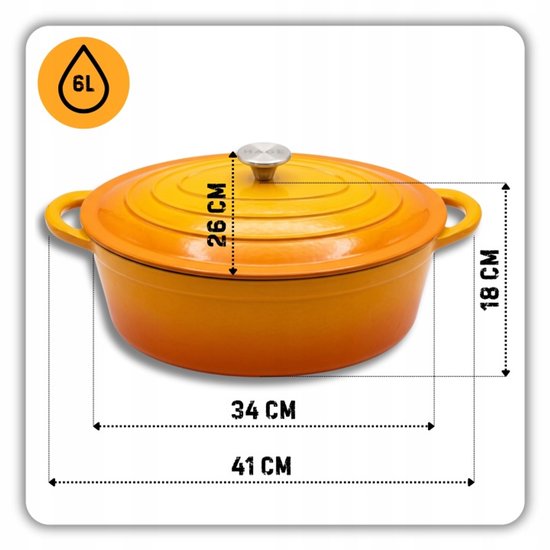 Hage - Pan Set - Kitchen Set - Cast Iron Pan Set - 3-Piece - 4 L Dutch Oven with Lid - 6 L Casserole with Lid - 26 cm Frying Pan - Enameled Cast Iron - Induction - Oven - Mustard Yellow