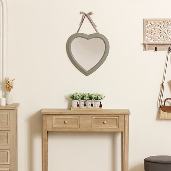 Hartvormige Spiegel - Wandspiegel met Alexia Lint - Decoratieve Hart Spiegel - Moderne Spiegel voor Slaapkamer & Hal - 40 cm - Taupe