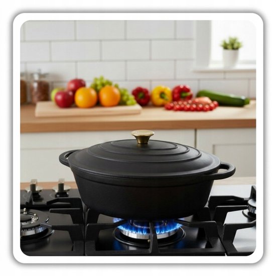 Hage - 2-Piece Set - Cast Iron Dutch Oven Set - 2.85 L + 6 L - Enameled Dutch Ovens with Lid - Baking Dishes for Bread, Meat, and Casseroles - Induction - Dutch Oven - Black