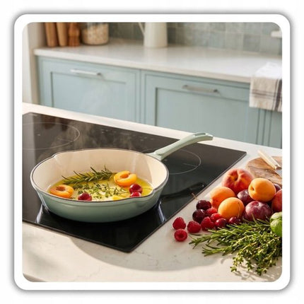 Hage - Koekenpan - Geëmailleerde Gietijzeren Koekenpan - Cast Iron Frying Pan - Geschikt voor Inductie, Gas & Oven - Ø20 x 4.5 cm - Pastel Teal