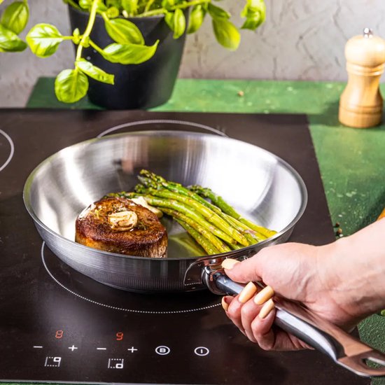 Kinghoff KH-2019 Stainless Steel Frying Pan – Ø24 cm – Without Non-Stick Coating