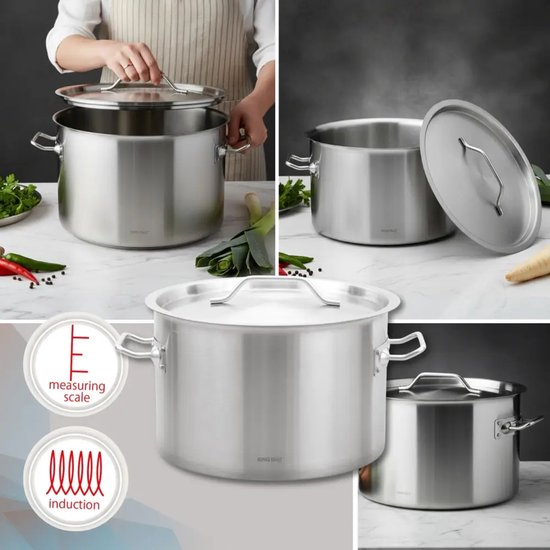 Kochtopf – Gastronomie-Topf – Großer Suppentopf mit Deckel – Suppentopf – Induktionsgeeignet – für Suppen, Pasta & Eintöpfe – 17 l – Ø 32 cm – Edelstahl