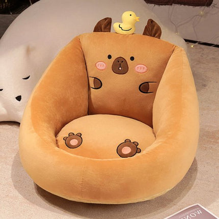 Kinder Fauteuil - Zachte Kinderstoel Met Eend - Baby & Peuter Stoeltje - Capybara Pluche - Plush Zetel - Voor Kinderkamer - 50x45 cm - Bruin