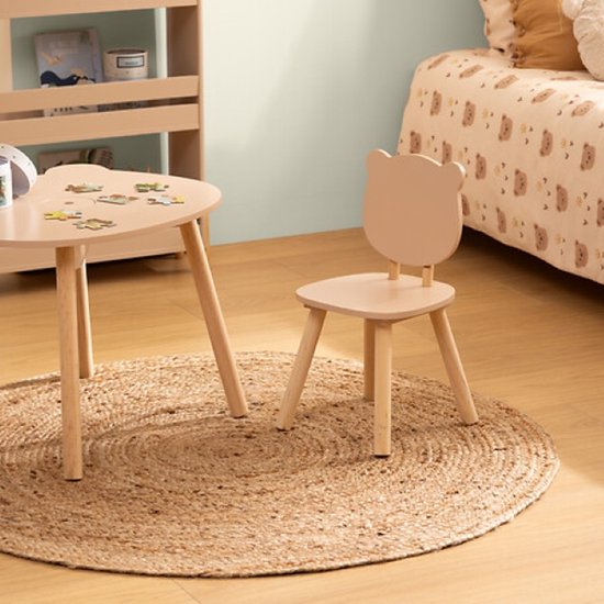 Douceur Bear kinderstoel, set van 2 – MDF en grenen, beige, 26 x 26 x 49 cm – foto 3