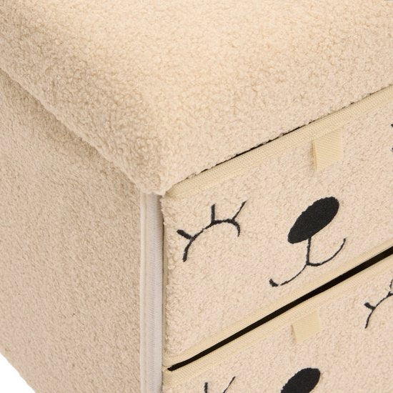Atmosphera Kids Ezzio Storage Ottoman with 4 Drawers - 39 x 38 x 50 cm - Foldable - Beige