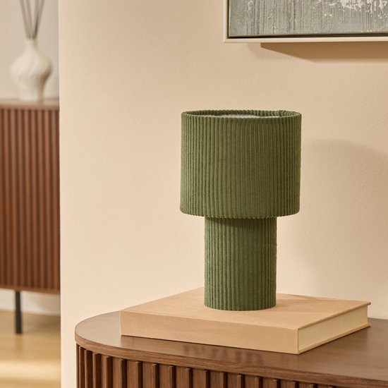 Atmosphera Jolina Corduroy Table Lamp - Ø17xH28 cm - Green