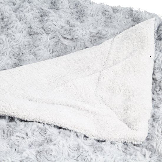 Atmosphera Sprei / deken / plaid - zilvergrijs - polyester - 120 x 160 cm - geknoopt motief