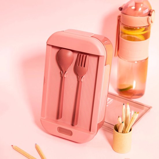 Homla - Lunch Box - Lunch Container - Lunch Box with Cutlery - 2 Compartments - Microwave & Dishwasher Safe - BPA-free - Lunch Box for Work, School & On-the-go - 540 ml - 12 x 21 x 7 cm - Burgundy