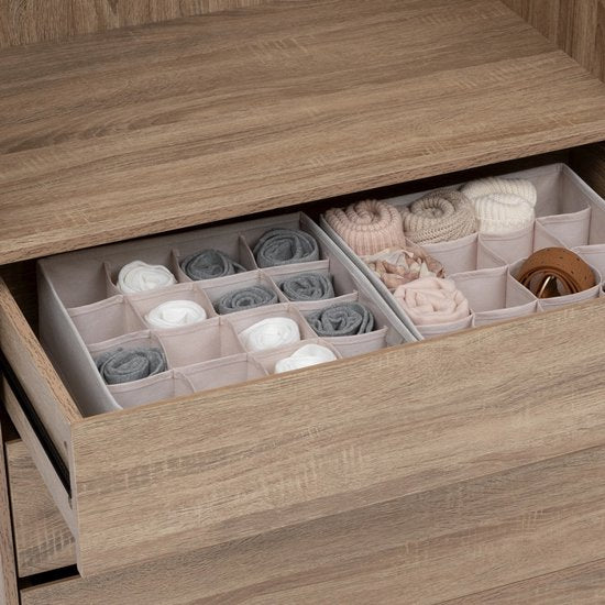 Schubladen-Organizer Kleiderschrank 16 Fächer Five® - Dressy + - Beige - Faltbar
