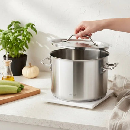 Kookpan - Catering Pan - Grote Soeppan met Deksel - Stockpot - Inductie Geschikt - voor Soep, Pasta & Stoofgerechten - 27L - Ø38 cm - RVS