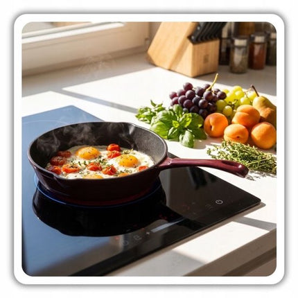 Hage - Koekenpan - Geëmailleerde Gietijzeren Koekenpan - Cast Iron Frying Pan - Geschikt voor Inductie, Gas & Oven - Ø20 x 4.5 cm - Paars