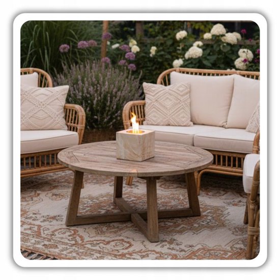 Hage bio-ethanol tafelhaard – vrijstaande biohaard, beige steenlook, 12 cm