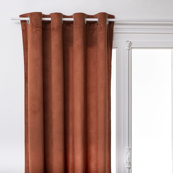 Gordijn met ringen Lilou – terracotta, kant-en-klaar, 140 x 260 cm