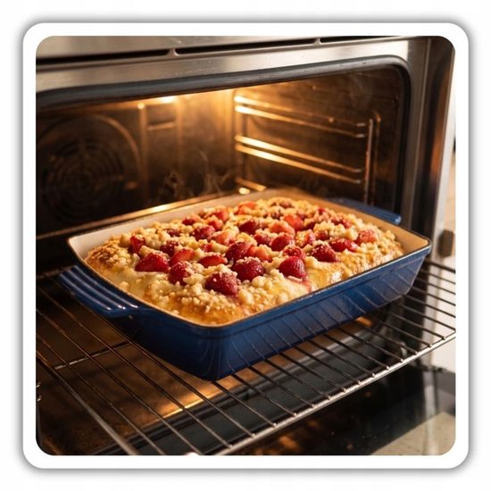 Hage - Gietijzeren Ovenschaal - Ovenschaal - Geëmailleerde Bakvorm - Voor Ovengerechten, Vlees, Taart en Ovenschotels - 3. 5 Liters - 32 x 23,5 x 6 cm - Blauw