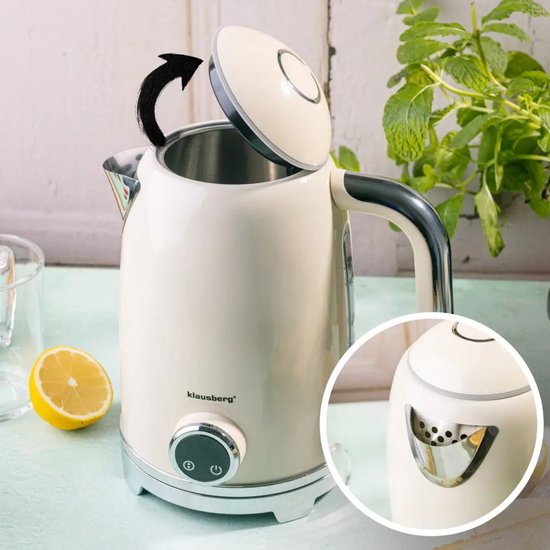 Klausberg waterkoker met temperatuurinstelling – beige, RVS, 1,7 liter – foto 8
