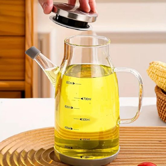 Glazen olie- en azijnfles 600 ml – borosilicaatglas met siliconen dop – foto 5