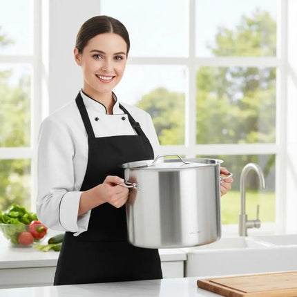 Kookpan - Catering Pan - Extra Grote Soeppan met Deksel - Stockpot - Inductie Geschikt - voor Soep, Pasta & Stoofgerechten - 44L - Ø45 cm - RVS