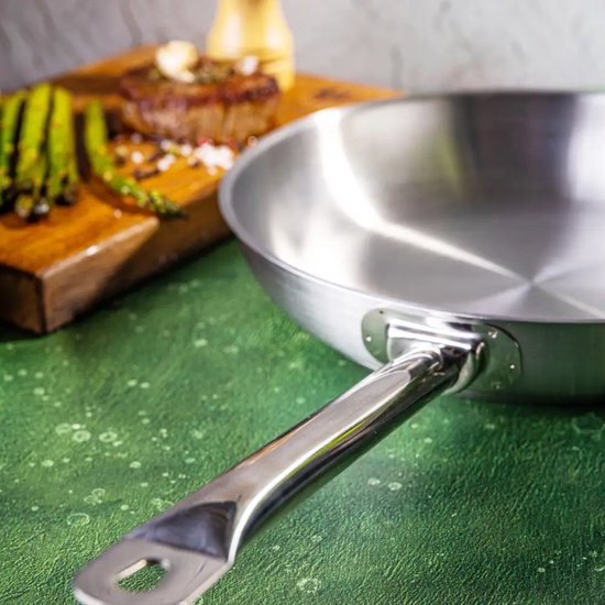 Kinghoff KH-2020 Stainless Steel Frying Pan – Ø28 cm – Without Non-Stick Coating