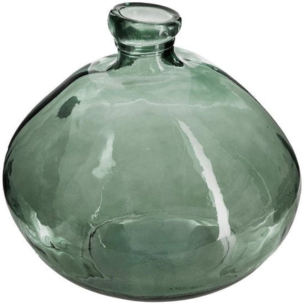 Atmosphera bloemenvaas Genua - Organische bol fles vorm - groen transparant - glas - 22 x 21 cm