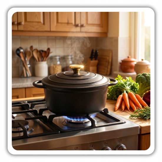 Hage - Enameled Cast Iron Casserole - Dutch  Oven with Lid - Suitable for Induction, Gas & Oven - Pot for Roasting, Stewing and Baking - Includes Pot Holder & Hand Protectors - 4L - Ø24 cm - Matte Black
