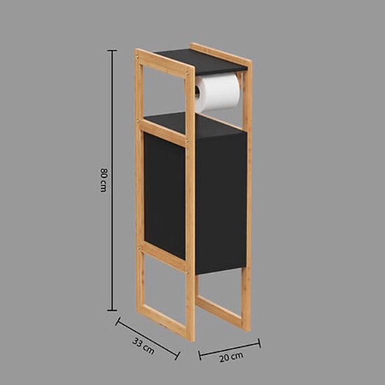 Natureo Toilet Roll Holder with Spare Roll Holder 33 x 20 x 80 cm - Black / Brown