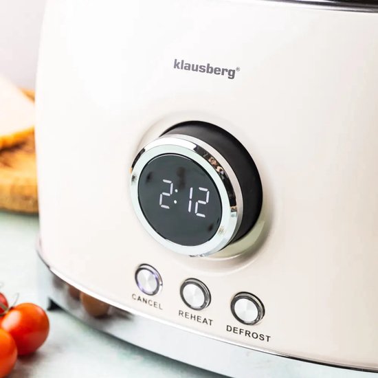 Klausberg - Toaster - Kitchen Toaster - Toaster with LED Display and 6 Settings - Wide Slot Toaster - 2 Slices - Retro Design - Defrost & Reheat Function - 850W - approx. 28.5 x 18.5 x 20 cm - Beige