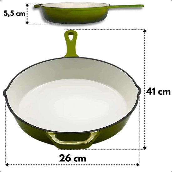 Hage Gusseisen-Bratpfannenset – Ø20 & Ø26 cm – Olivgrün