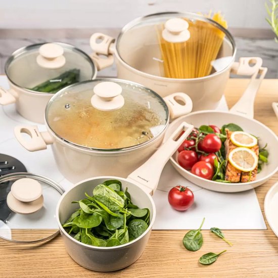 Klausberg pannenset 12-delig crème – aluminium met antiaanbaklaag, inductie – foto 7