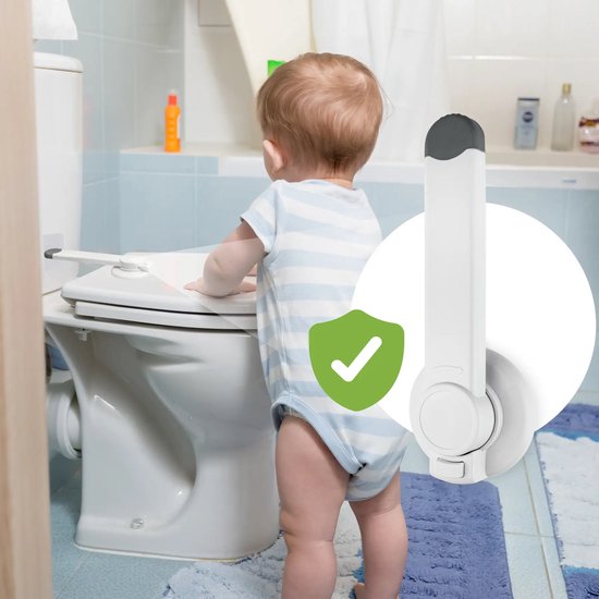 SIPO Stroller Accessories - Toilet Seat Lock - Child Safety Toilet Lock - Set of 2 - for Children - No Drilling Required - White