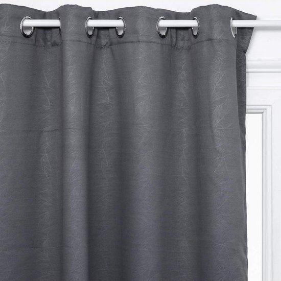 Blackout curtain, modern window decoration with leaf pattern, 140 x 260 cm
