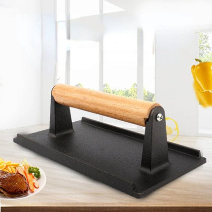 Kinghoff KH-1758 - Gietijzeren Hamburgerpers - Ergonomische Houten Handgreep