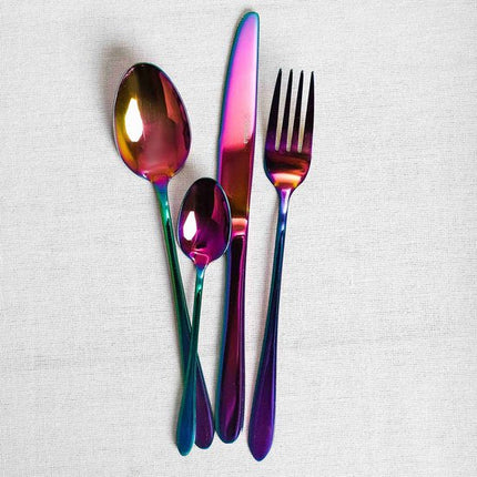 HOMLA - Abele Bestekset - 16-Delig Luxe Bestekset - Iridescent Cutlery Set - Modern Design Tafelbestek - Lepels, Vorken & Messen - RVS - Multicolor