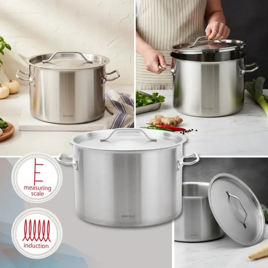 Kinghoff grote kookpan 24 liter – RVS soeppan met deksel, Ø 36 cm, inductie – foto 6