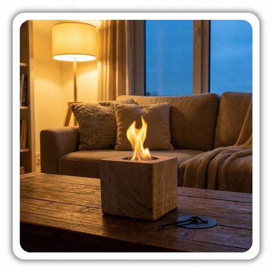 Hage - Bio Fireplace - Bio-ethanol Tabletop Fireplace - Smokeless Freestanding Bio Fireplace - For Indoor, Garden & Patio - 10 x 12 cm - Marble Look